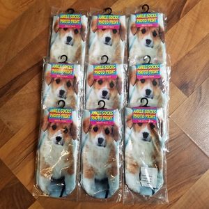 9 Pair Puppy Dog Ankle Socks No Show Women Collie Cute canine low ladies white